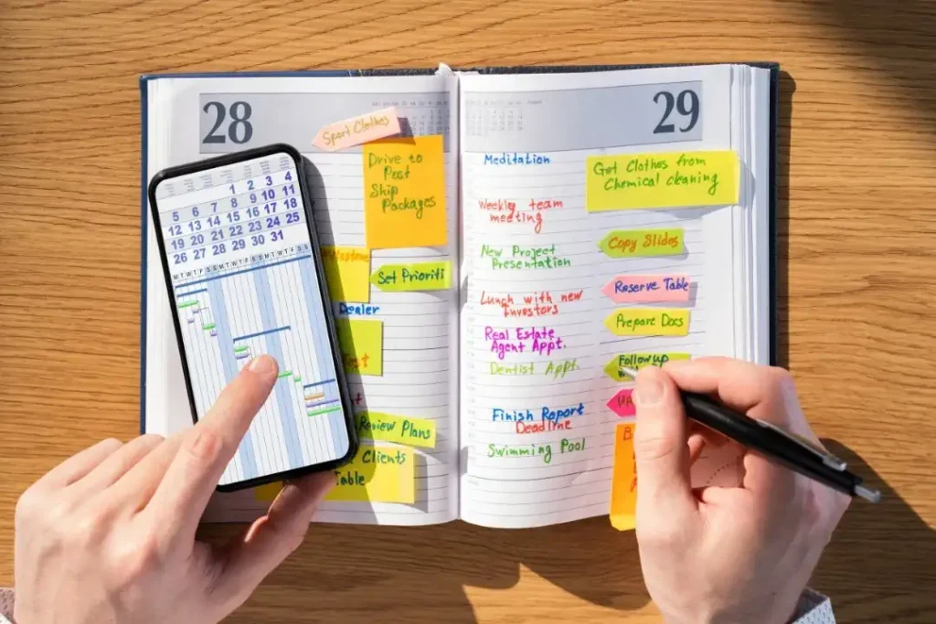 Un agenda rempli de choses à faire.